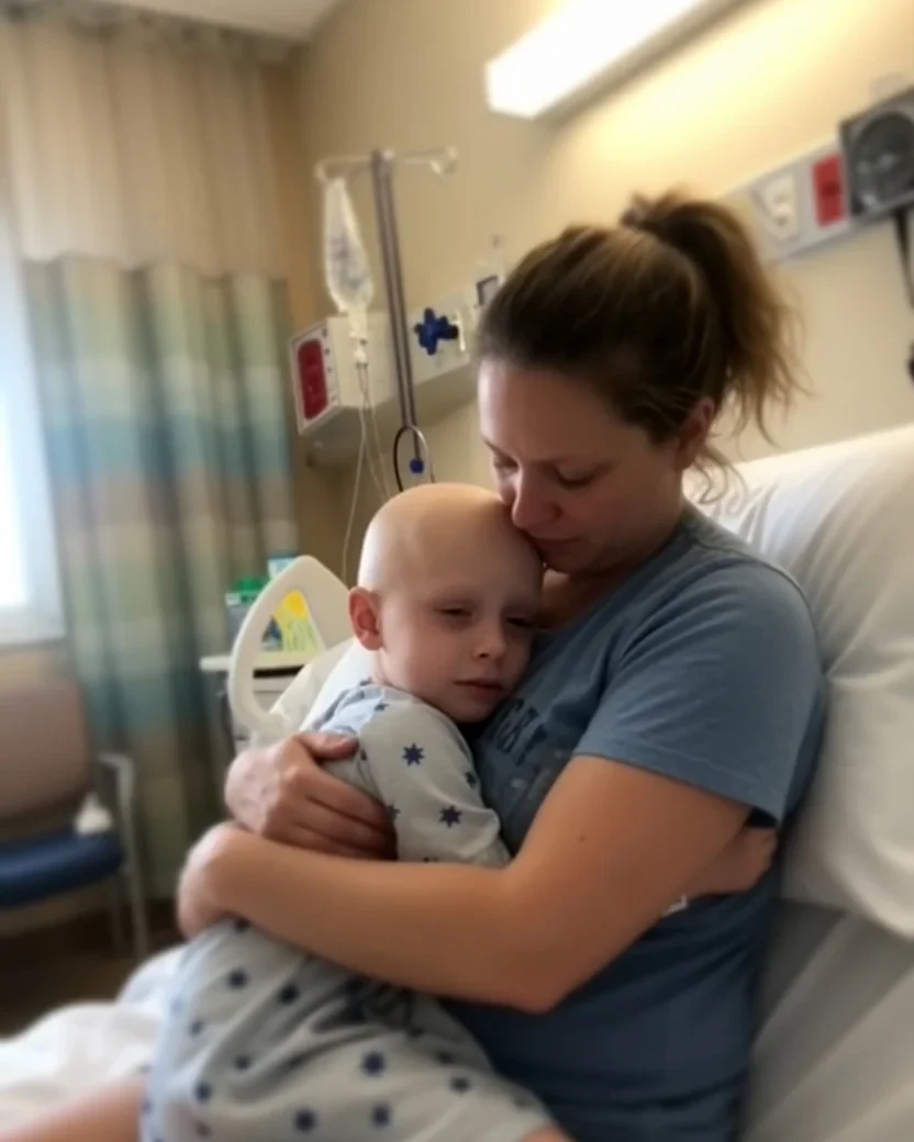 Clarinha abraçada pela mãe no hospital